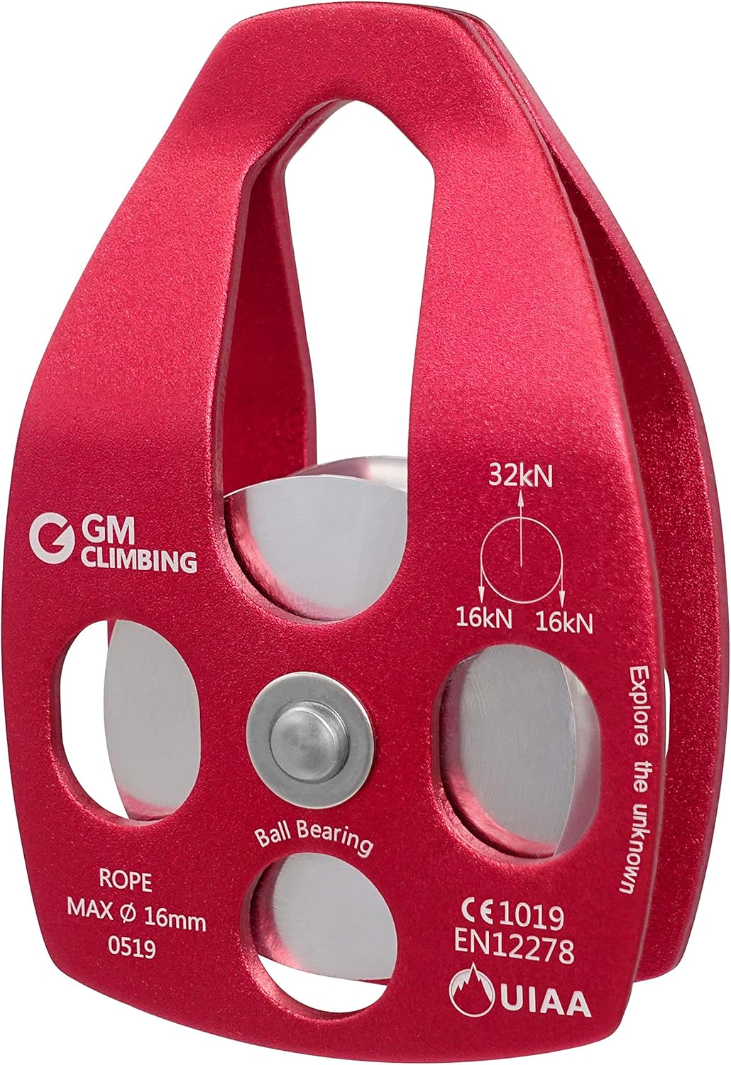 GM CLIMBING Large Rescue Pulley 32kN Single Sheave with Swing Plate CE UIAA Certified