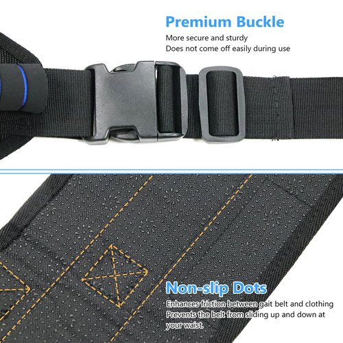 BRMDT Gait Belt Transfer Belts for Seniors, Gate Belts Medical for Elderly Mobility Limited People Standing & Walking Assist Aid, 5.4" Widened Gait Belt with 7 Soft Handles, Quick Release Buckle & Adjustable Waist Size 30.9"-55.9"