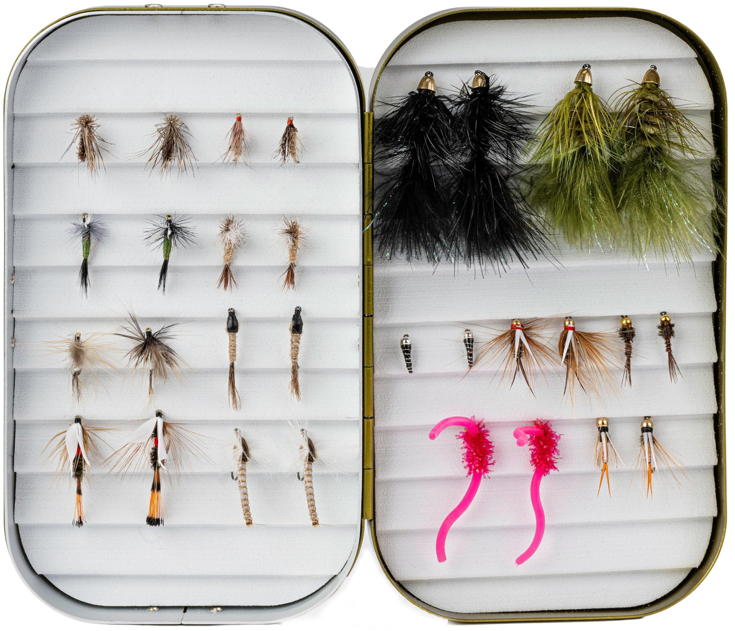 Fly Fishing Flies - Fly Fishing Accessories - Fishing Kit, Trout Lures, Topwater Bass Lures, Popper Fishing Lure, Freshwater Fishing Lures, Gear (Fly Box Plus 30 Premium Hand Tied Dry and Wet Flies)