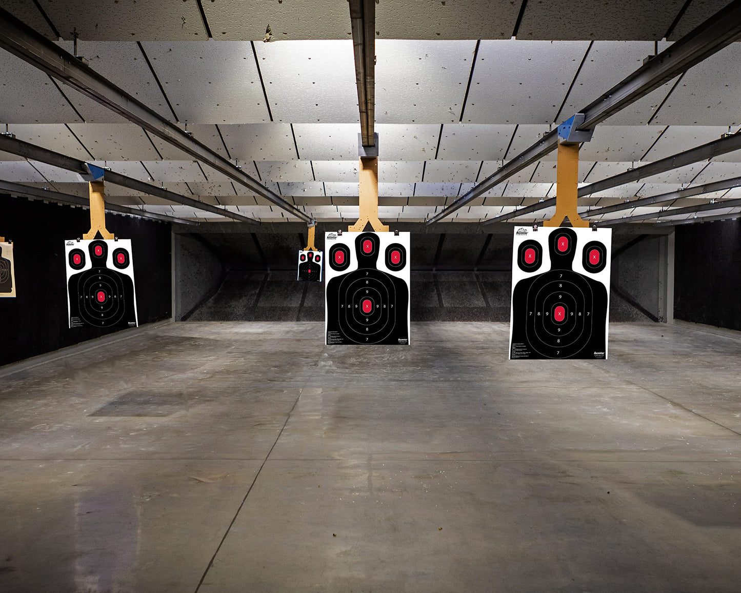 Ascentor Silhouette Shooting Target - Large Size 18 x 24 - Multiple Aiming Zones - Black - Pack of 25