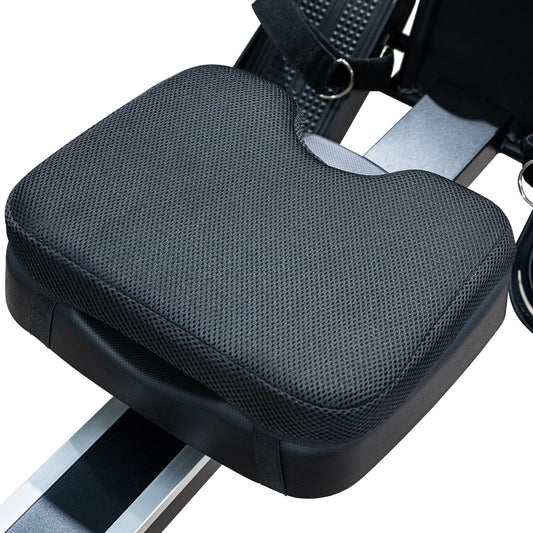 UTRYUP Rowing Machine Seat Cushion, Custom Memory Foam for Perfectly Fit, Washable Cover with Anti-Slip Fastening Strap, Compatible UTRYUP & Concept 2 and Other Row Machines - Rower Accessories Black