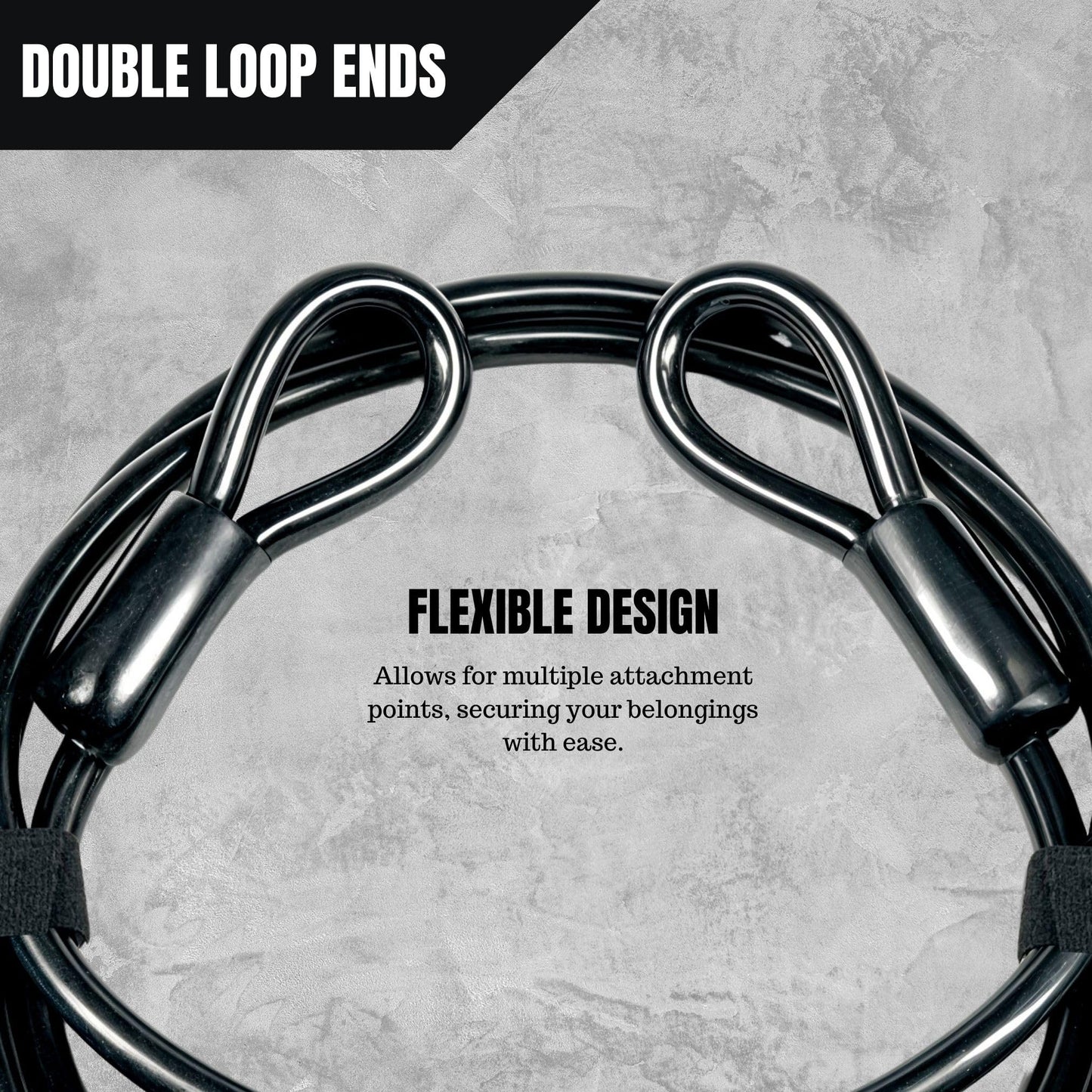 Performore Heavy-Duty Security Cable with Looped Ends 7-Foot Black Steel Cable 1/2-Inch Thick PVC-Coated Anti-Theft Locking Cord Weatherproof Design with Waterproof Storage Bag