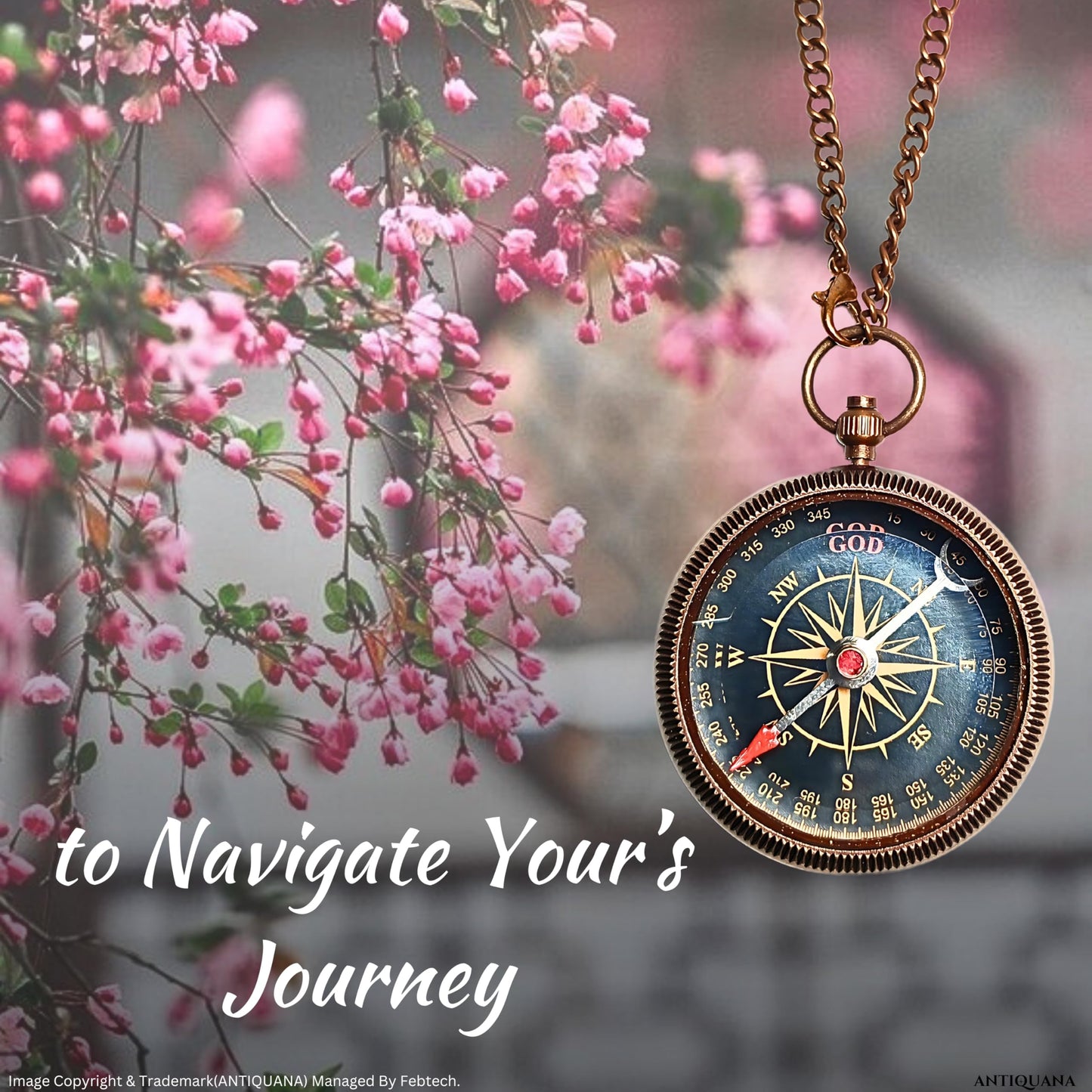 ANTIQUANA Compass with Wooden Box - Father to Son Gifts - Graduation Day Gifts