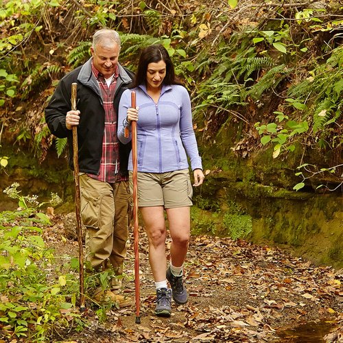Brazos Handcrafted Wood Walking Stick, Twisted Cedar, Backpacker Style Handle, for Men & Women, Made in The USA