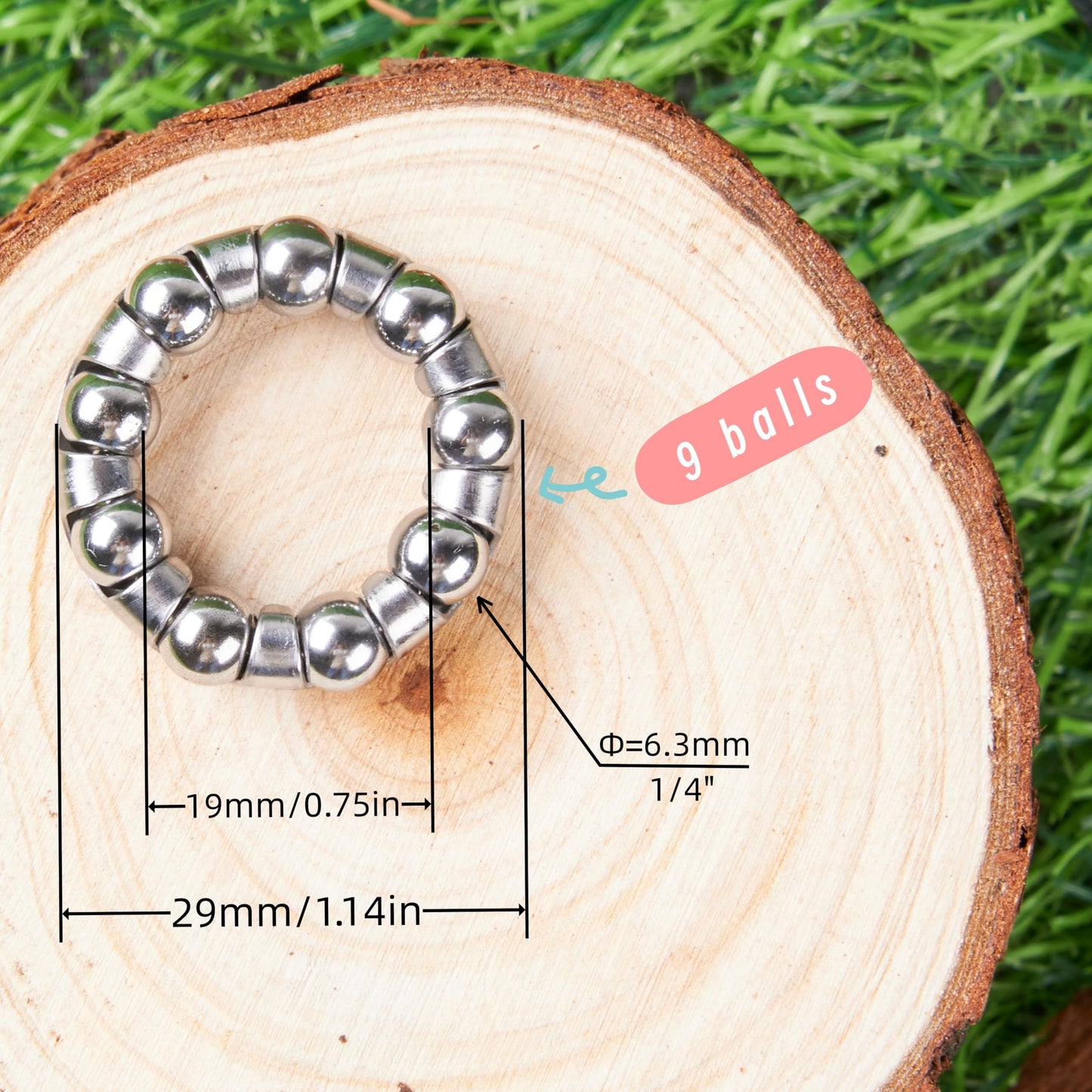 4 Pcs Bike Ball Bearing for Bottom Bracket,Bike Crank Ball Bearing Retainer,1/4" x 9 Balls,Bearing OD 1.14in,ID 0.75in