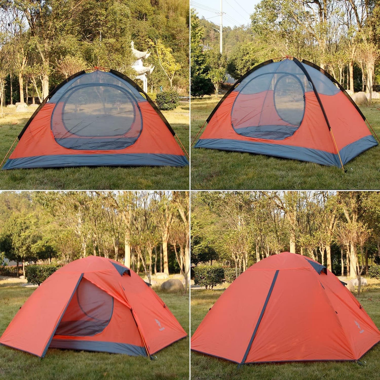 3-4 Season 2 3 Person Lightweight Backpacking Tent Windproof Camping Tent Awning Family Tent Two Doors Double Layer with Aluminum rods for Outdoor Camping Family Beach Hunting Hiking Travel