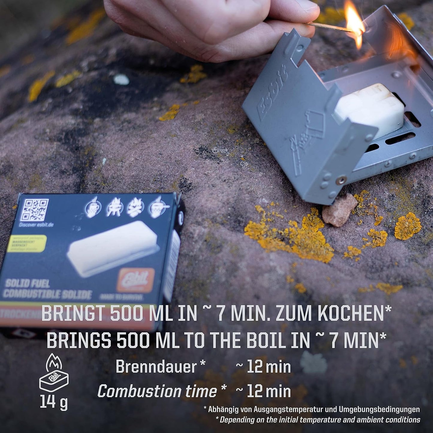 Esbit Ultralight Folding Pocket Stove with Six 14g Solid Fuel Tablets steel, Small - Original