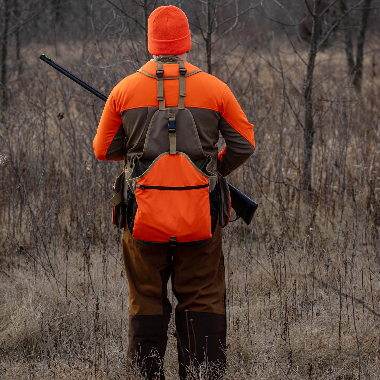 Gamehide Mens Upland Game Bird Hunting Strap Vest Fully Adjusble With Orange Tipping