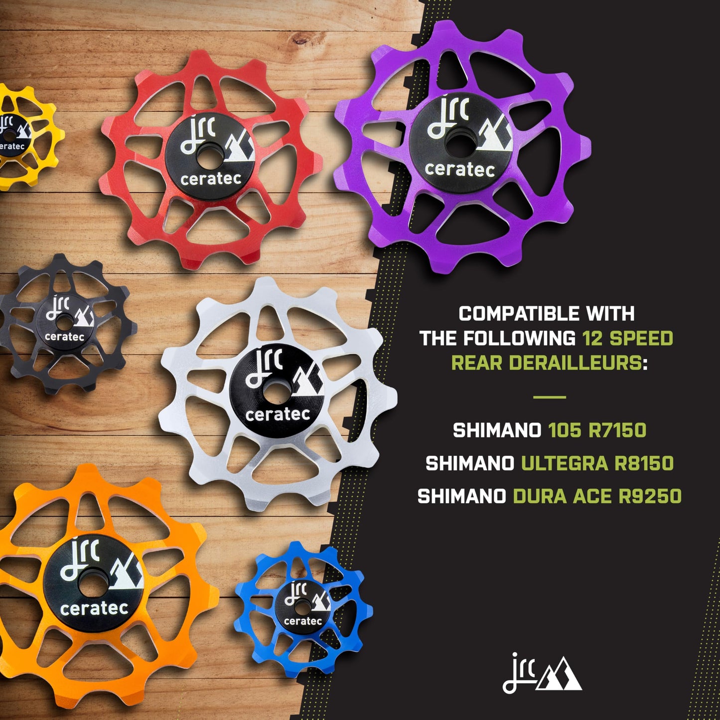 JRC Components 11T Ceramic Pulley Wheels | Compatible with 12 Speed Shimano 105 R7150 & Ultegra R8150 | Hybrid Ceramic Derailleur Pulley Wheel -Red
