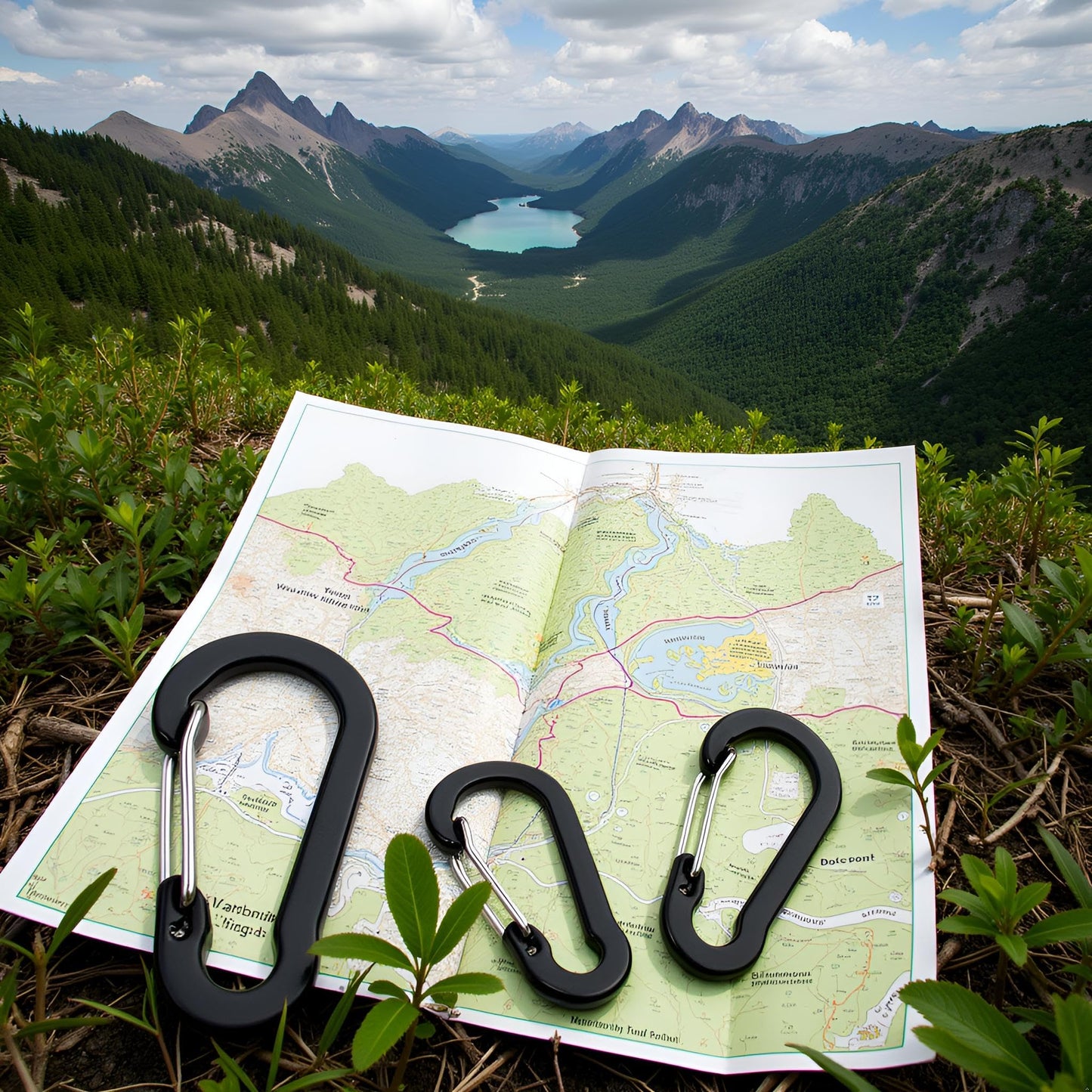 6Pcs Black Carabiner Clips Heavy Duty Bright Buckles Gourd Shape for Camping Accessory and Keychain Carabiners