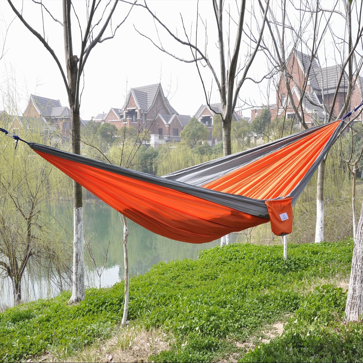 Portable Nylon Fabric Travel Camping Hammock Light Blue/Blue