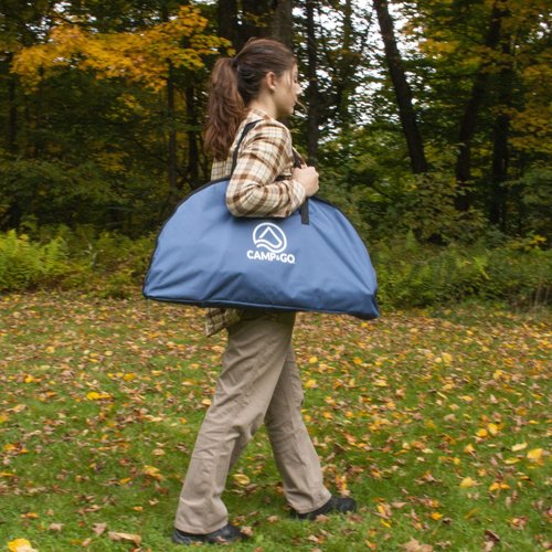 CAMP & GO 28" Round Lightweight Fabric Portable Folding Beach Cupholders Table, Slate Blue