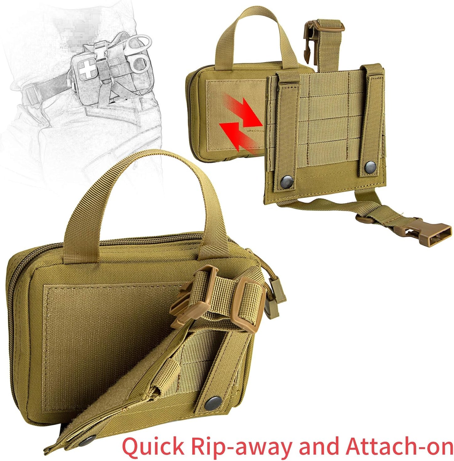 IronSeals Tactical Molle Pouches Multi-Purpose Military Nylon Waist Pack Utility Bag Detachable Patches Pouches for Dog Vest Harness