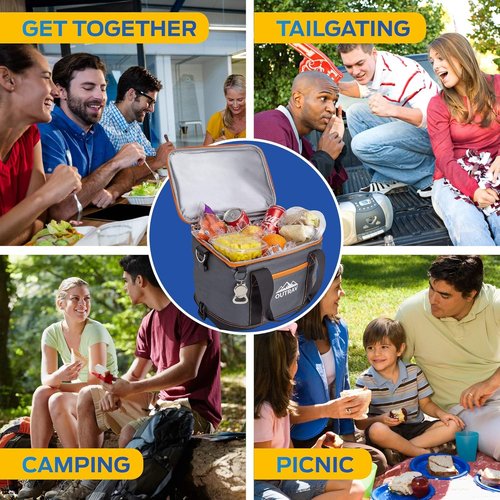 Collapsible Insulated Cooler Bag – 6L Thermal Lunch Bag with Bottle Opener, 16 Can Capacity – Perfect For Camping, Picnics and Travel - Handles and Removable Shoulder Strap - By Outrav