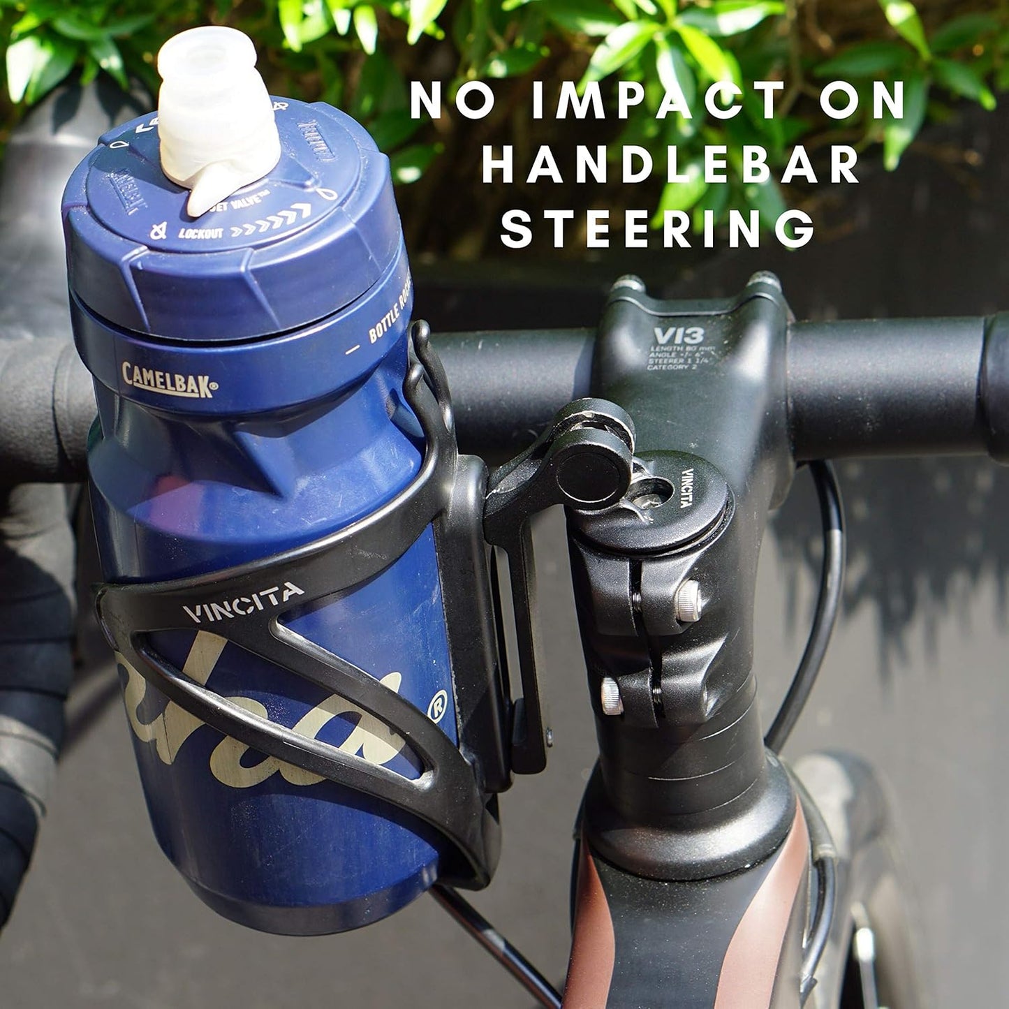Vincita Stem Top Cap Bike Water Bottle Cage Adapter, Secure Retention System, Lightweight Aluminum Alloy Black Quick and Easy to Mount for All Bicycle