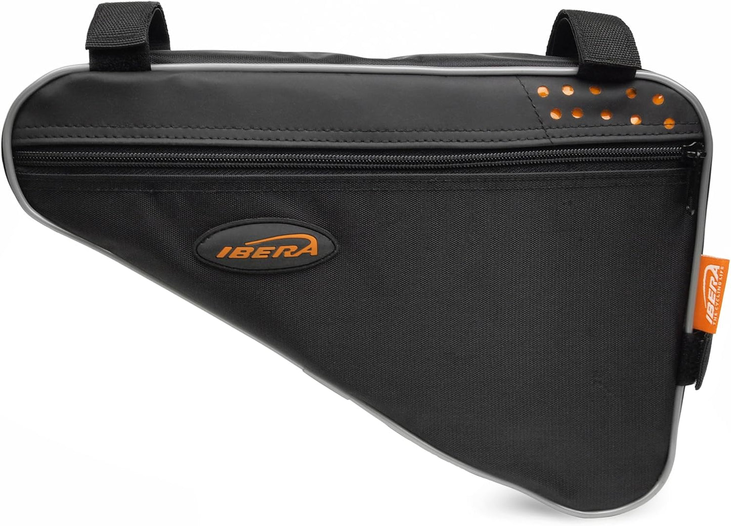 Ibera Bike Frame Bag - Slim Pouch Zipper Compartment & Velcro Mount - Water-Resistant, Fits Most Bikes - Holding Tools Snacks