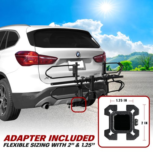 BV Bike Hitch Mount Rack Carrier for Car, Truck, SUV - Tray Style Smart Tilting Design (Standard/Fat Tire 2 Bike)