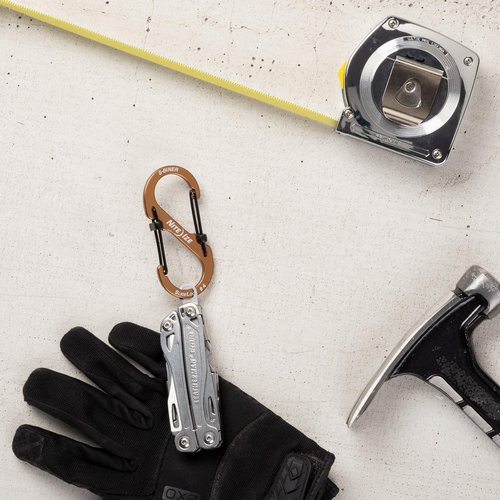 Nite Ize S-Biner SlideLock Aluminum - Durable Dual Carabiner - Locking Aluminum S-Biner - Secure Keys & Gear with Lockable Carabiner - Size 4, Coyote (4 Pack)