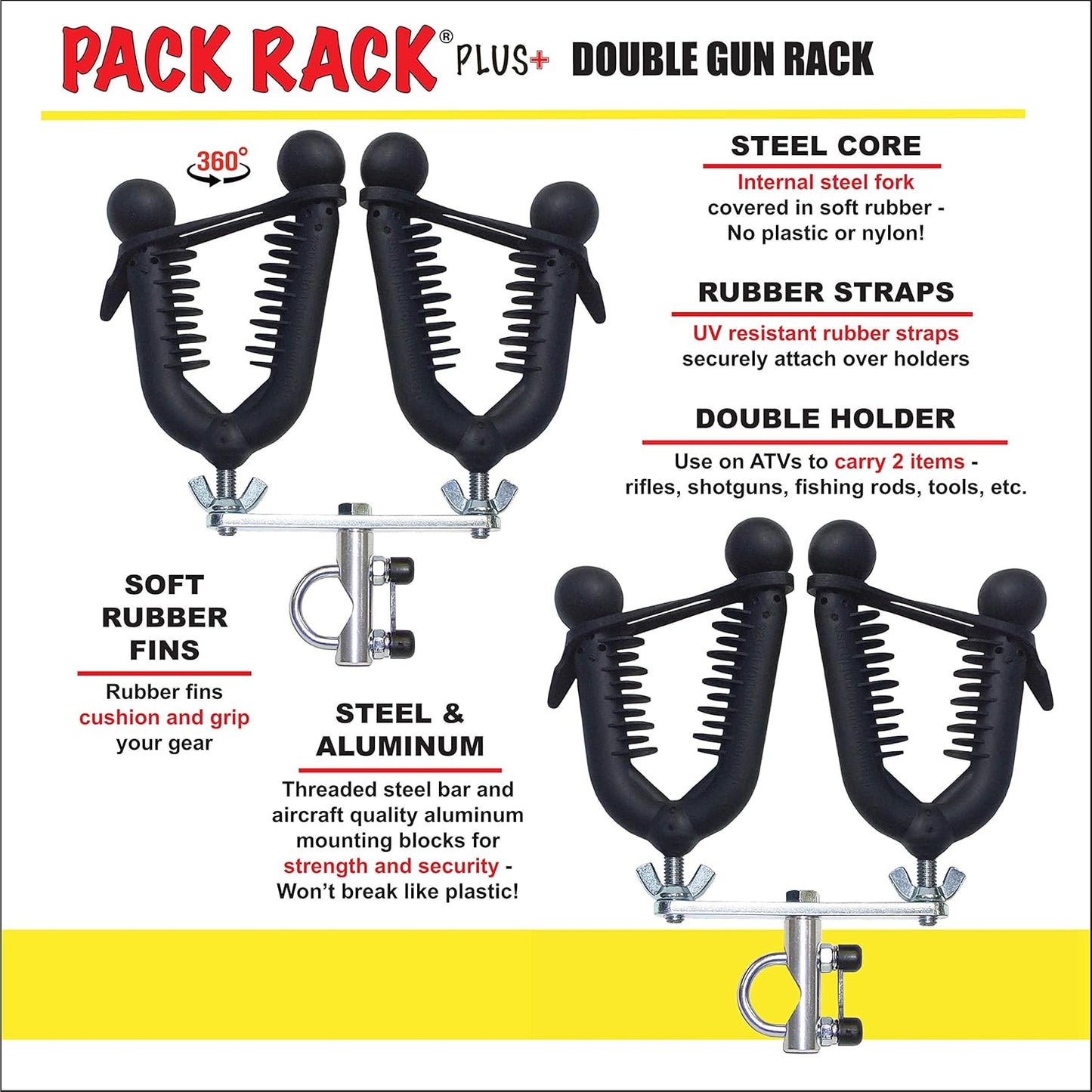 Pack Rack Plus - Gun & Bow Rack for ATVs and Bikes - Model PRP1