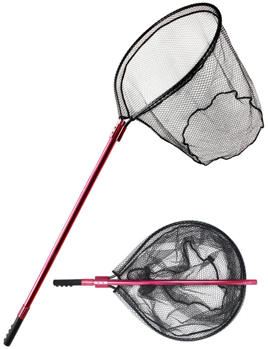 Beoccudo Fishing Net Large Fishing Net with Handle Landing Nets for Saltwater Telescopic Rubber Fishing Nets for Fish Aluminum Dip Fish Net, Extends to 70-92in, Net Hoop 28x24in, 27.5in Deep