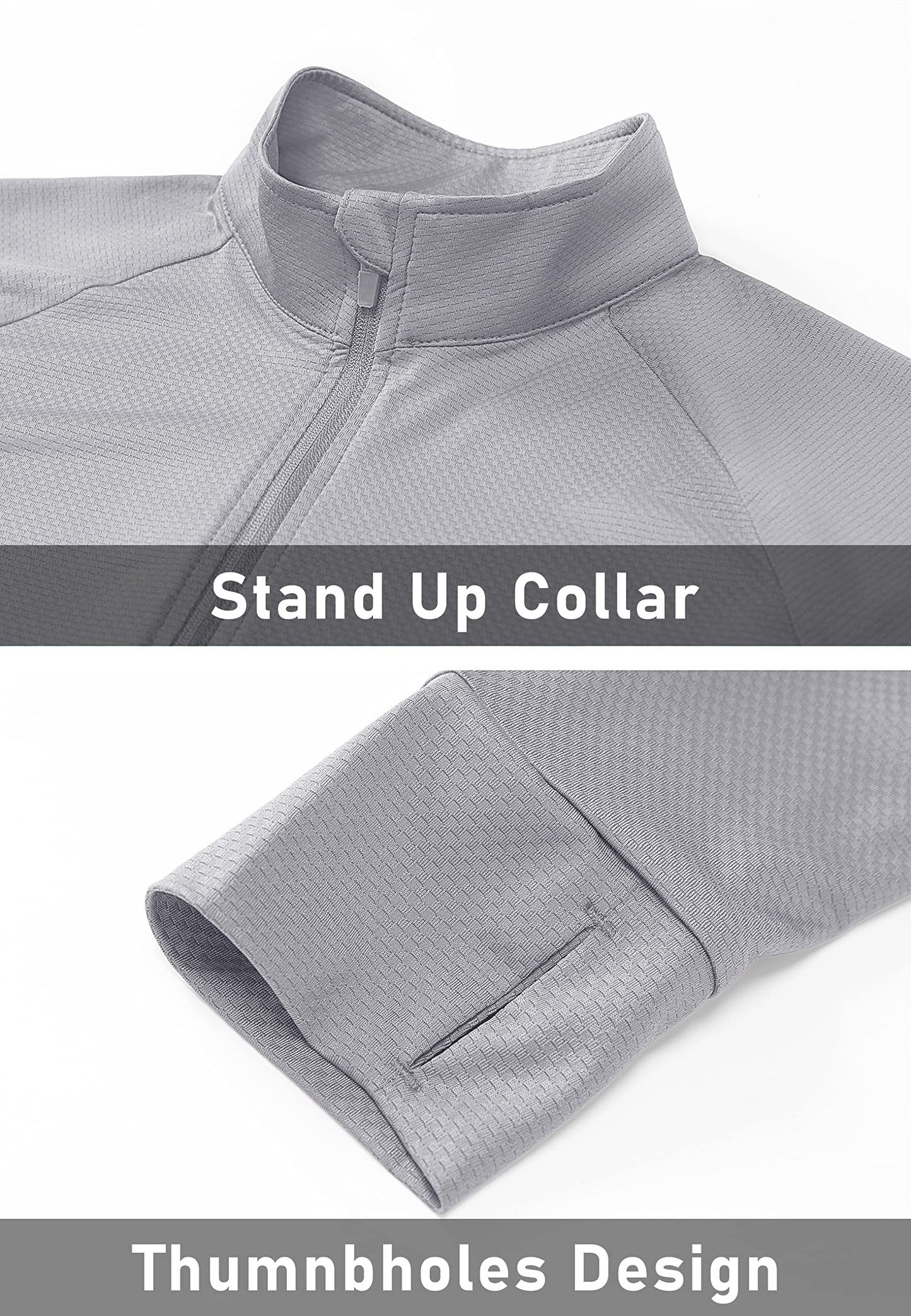 MAGCOMSEN Lightweight Jacket for Women UV Protection Long Sleeve Shirts Quick Dry Running Hiking Shirts Light Grey XL