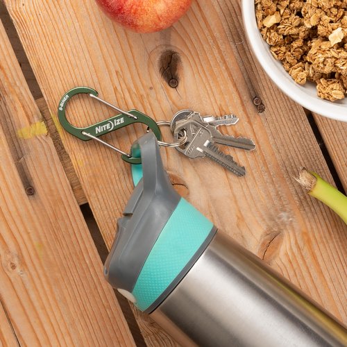 Nite Ize S-Biner Aluminum Dual Carabiner - Durable Dual Carabiner with Wire Gate Closure - Carabiner for Organizing Keys & Gear Attachments - Size 3, Olive (5 Pack)