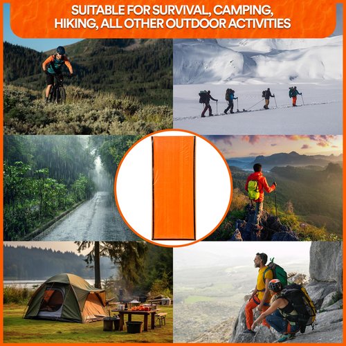 Emergency Sleeping Bags for Survival, with Whistle, Portable Camping Bivy Sacks Waterproof Blanket for Camping Hiking and Other Outdoor Activities,
