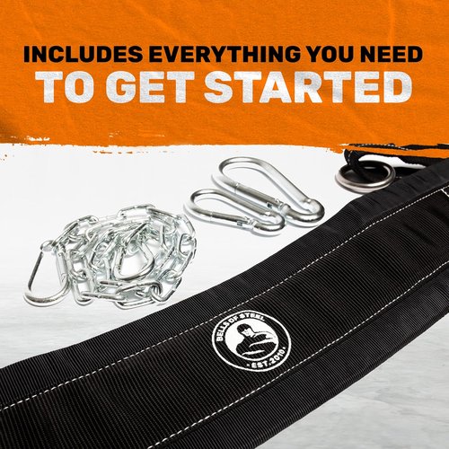 Belt Squat Belt [Bells of Steel] 5in Width Belt Squat Belt for Weight Lifting, Includes Chain - 12in, Heavy Duty Padded Belt Squat Attachment