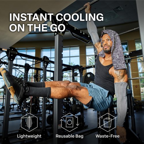 COLD FACTOR Instant Cooling Hoodie Towel (Gray Camo) | Advanced Chemical-Free Evaporative Cooling Technology | UPF 50+ & Reflective Safety | Moisture Wicking |2+ Hours of Cooling