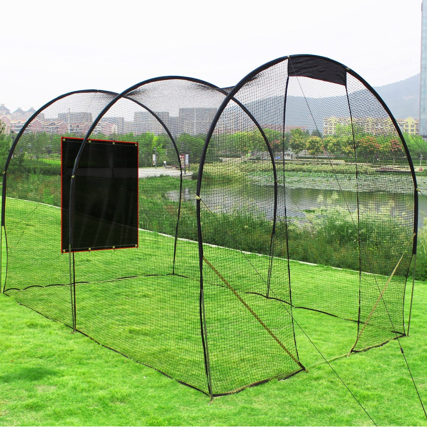 Sharellon 6x8FT Baseball Batting Cage Backstop – Silver Reflective Edge Vinyl Backdrop | Pitcher Training Aid & Hitting Target for Baseball/Softball Players