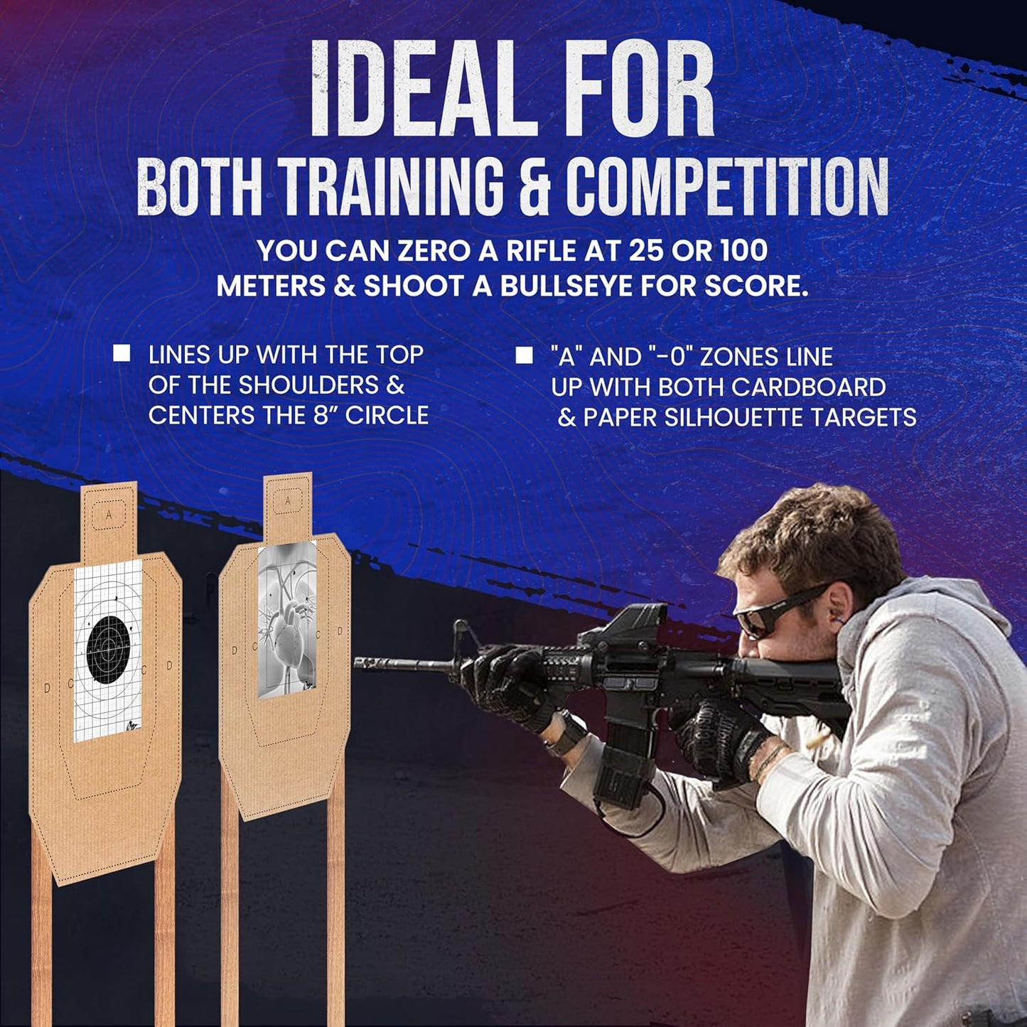 Precision Tactical Law Enforcement Shooting Target - Dual-Sided Paper Target for Rifle Zeroing & Competitive Shooting - Easy Scoring A & C Zones - Compact, Travel-Friendly, Fits in Range Bag