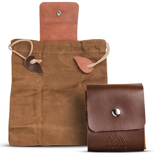 TACAMO Foraging Bag - Durable Mushroom Foraging Bag for Outdoor Adventures - Spacious Leather Pouch for Belt with Secure Drawstring - Bushcraft Foraging Sack for Mushroom, Rock & Plant Collecting