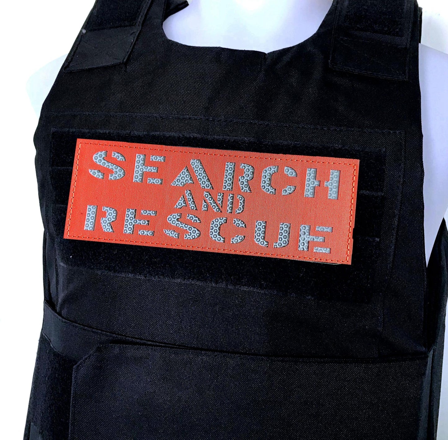 High Visibility Reflective 8.5x3 SAR Search and Rescue Blaze Orange Patch with Hook and Loop