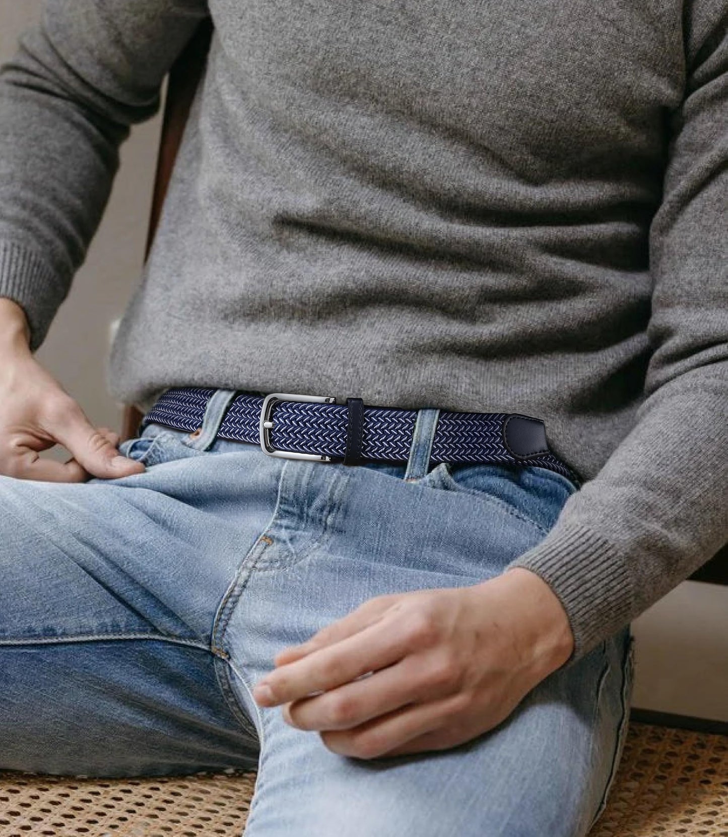 CHAOREN Stretch Belts for Men - Braided Elastic Golf Belt for Men 1 3/8"- Gift for Casual Jeans Shorts