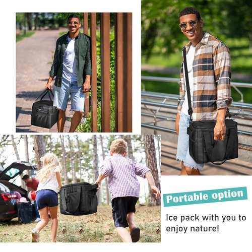 Tirrinia Large Insulated Cooler Bag - Outdoor Leakproof Cooler Box for Women & Men - Portable Freezer Bag with Adjustable Shoulder Strap for Camping, Picnic, Golf, Beach
