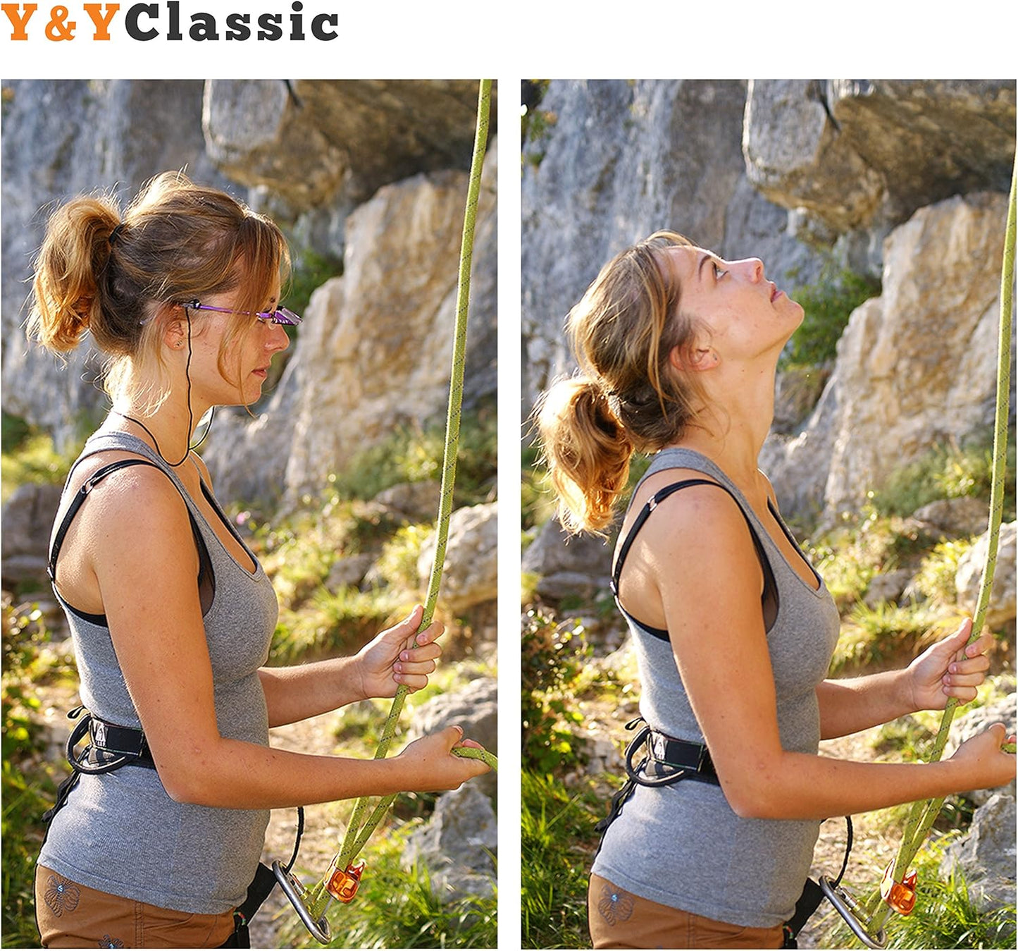 YY Vertical Belay Glasses - Hands-Free Climbing Safety Gear for Rock Climbers