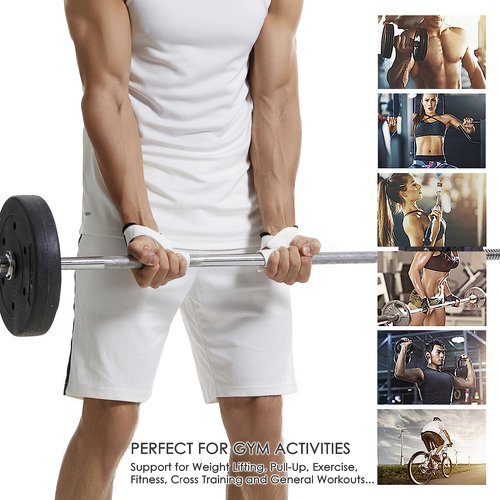 HiRui Premium Cotton Lifting Wrist Straps 25" Deadlift Straps with Upgraded Neoprene Padding & Anti-Skid Silicone Array, Maximum Hand Grip Support for Weightlifting, Strength Training (White)