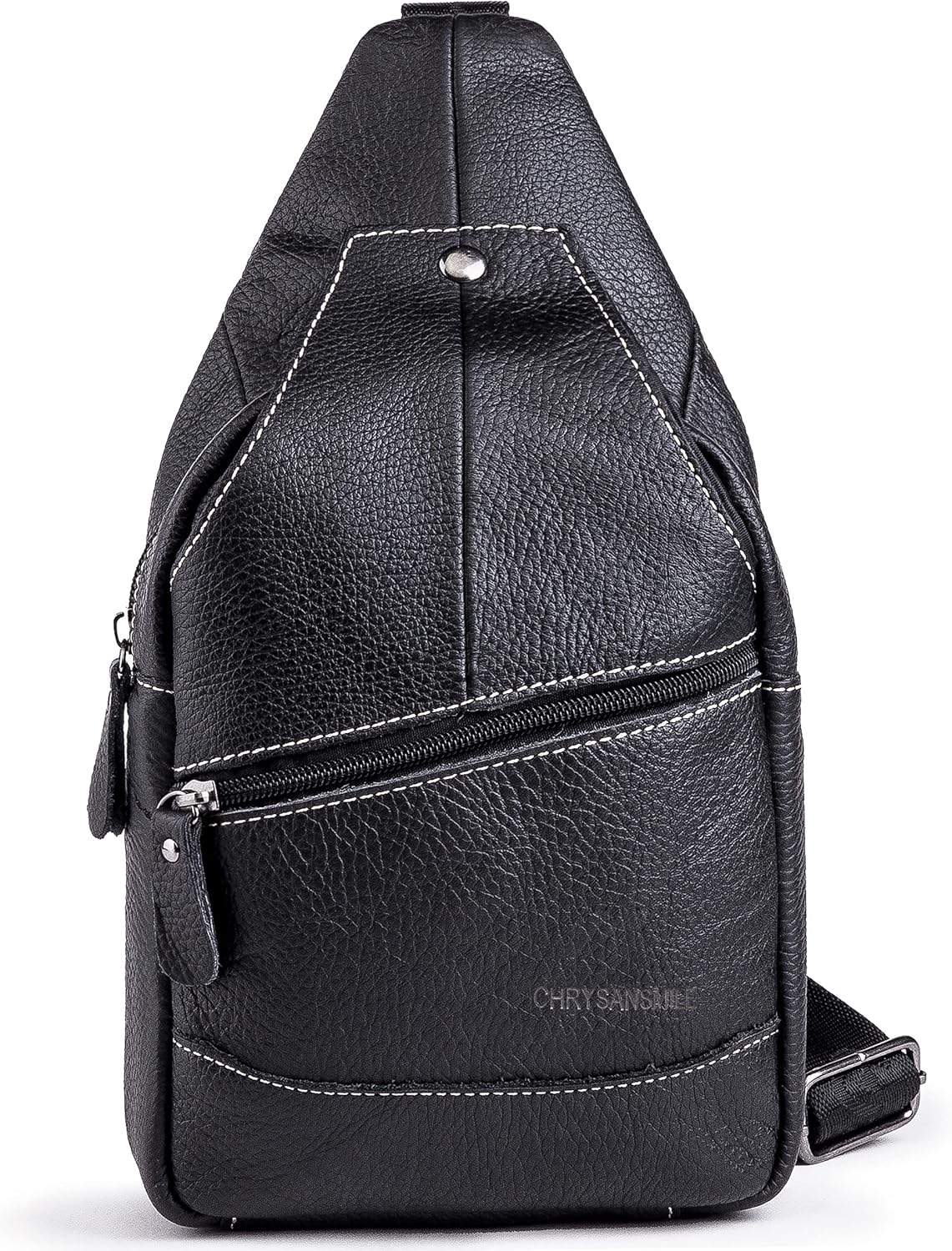 Chrysansmile Sling Bag for Men Black Crossbody Bags for Women Genuine Leather Cross Body Bag Mini Backpack for Travel Outdoor