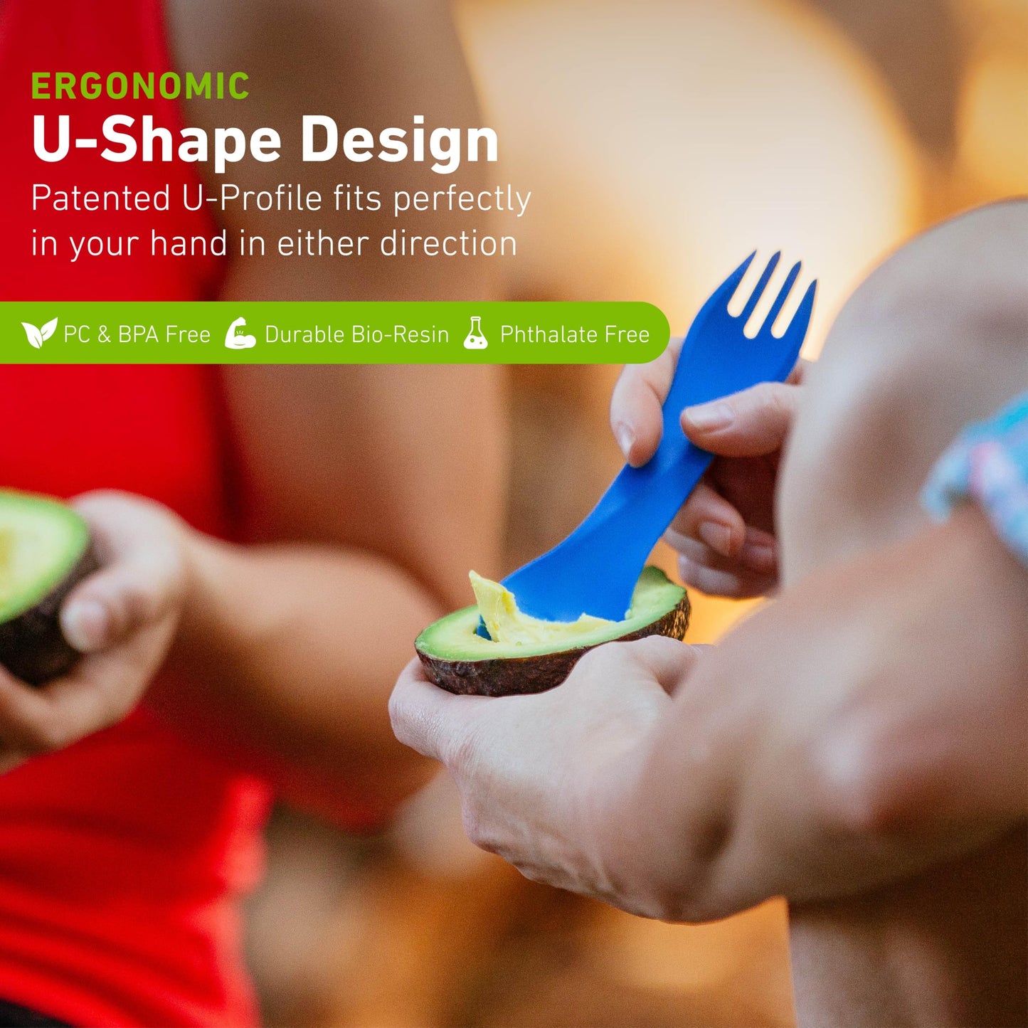 humangear GoBites Bio Uno Spork - Durable Plant-Based Travel Utinsel, Mint/Magenta/Light Blue, Bio Uno 3-Pack