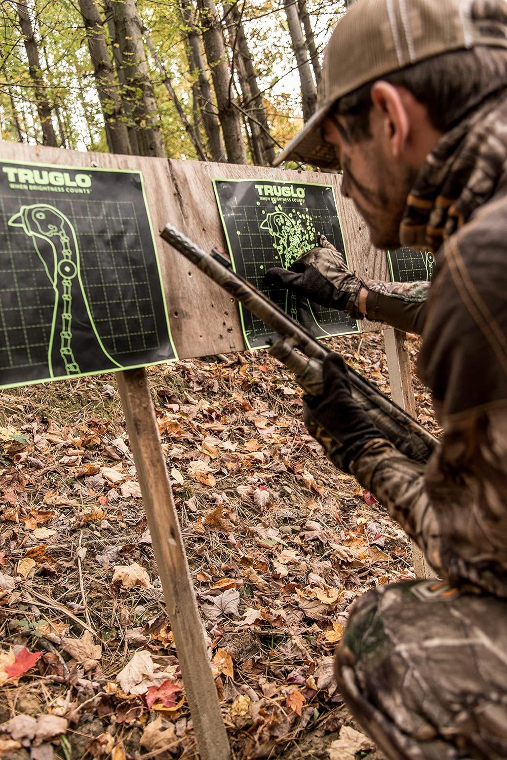 TRUGLO Bright Thru-See Splatter Florescent Self-Adhesive High-Visible Turkey Hunting Targets 12X12 with Increased Target Life, Available in 6-12-Pack Options