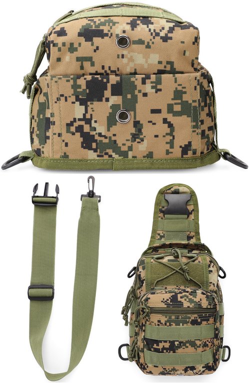 HOW'ON Hunting Backpack Waterproof Sling Shoulder Bag Small Carry Pouch Digital Jungle Camo