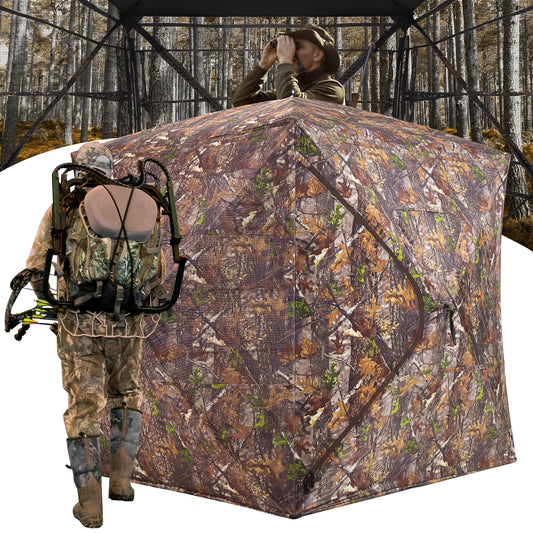 ANWEOR See Through Hunting Blind 270 Degree Portable Resilient Hunting Blind with Carrying Bag Easy Pop Up Ground Blinds for Deer Hunting Turkey Hunting 66x58x58 in