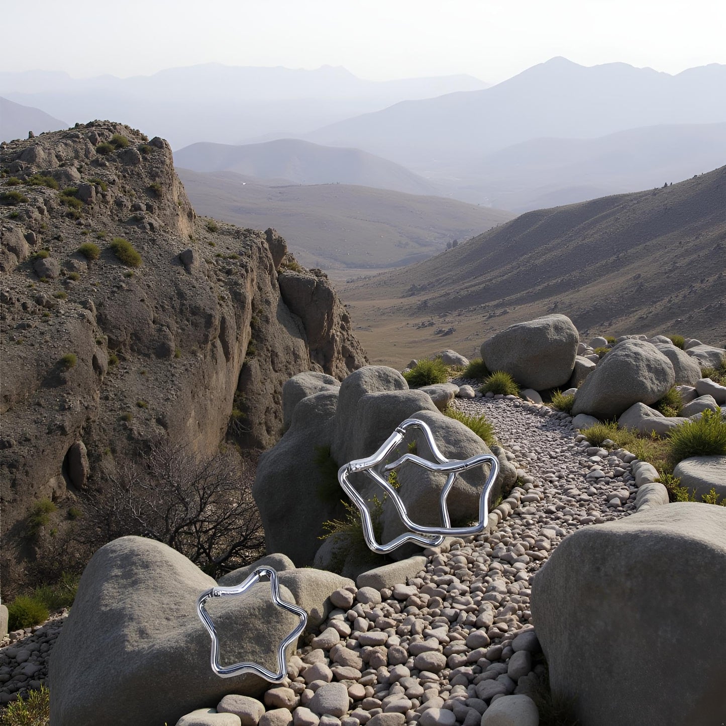 3Pcs Silver Carabiner Clip Star Shaped Climbing Buckle Aluminum Alloy Heavy Duty Keyring Hook for Camping Fishing Hiking Traveling Spring Loaded and Keychain Carabiners Accessories,Outdoor