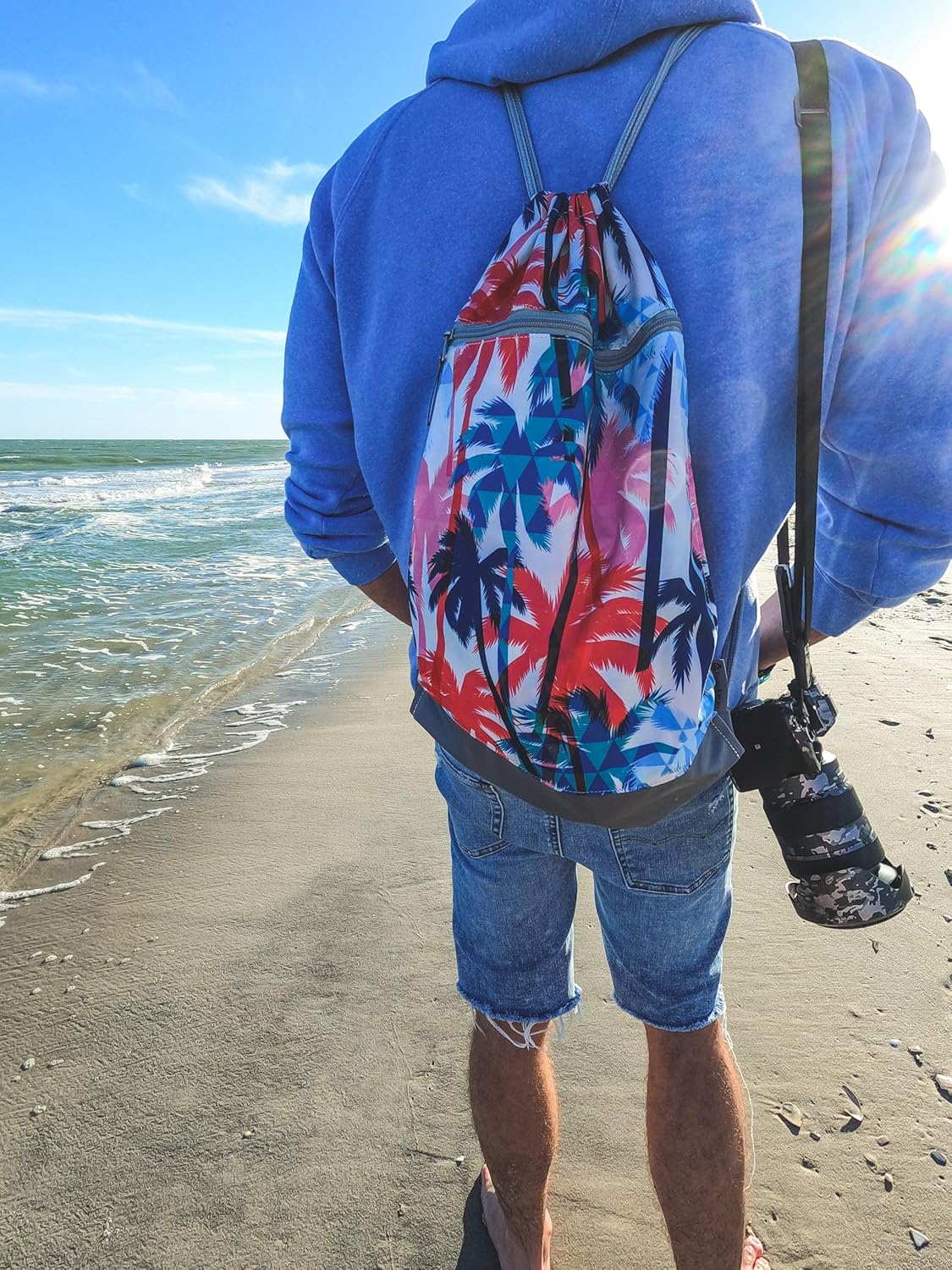 Skog Å Kust GymSak | Patented 2-in-1 Drawstring Cinch Bag with Removable Waterproof Dry Bag | Red