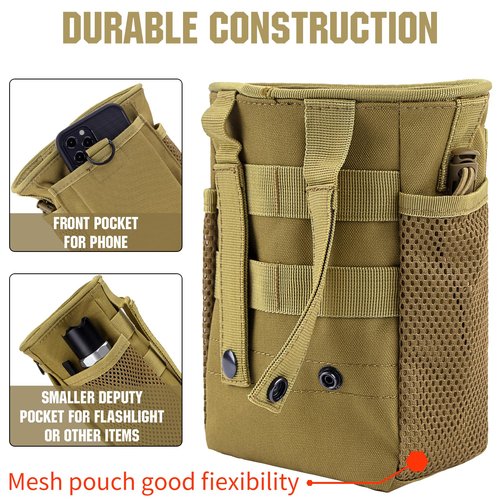 bvya Tactical Molle Drawstring Dump Pouch Magazine Ammo Pouch Utility Hip Belt Waist Bag with D-Ring for Outdoor Supplies