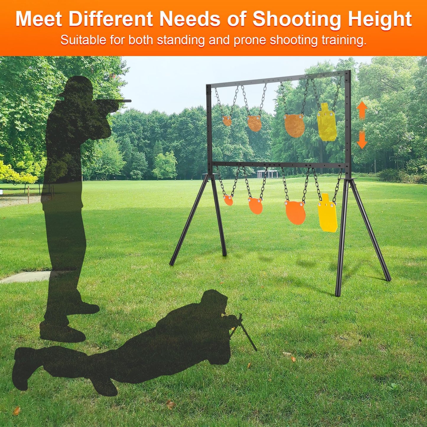 GADFISH Steel Target Stand, AR500 Shooting Target System, 63 Inch Adjustable Height, 3/8 Inch Steel Targets Stand Shooting Range, Heavy-Duty AR500 Metal Targets Complete Kit Combination