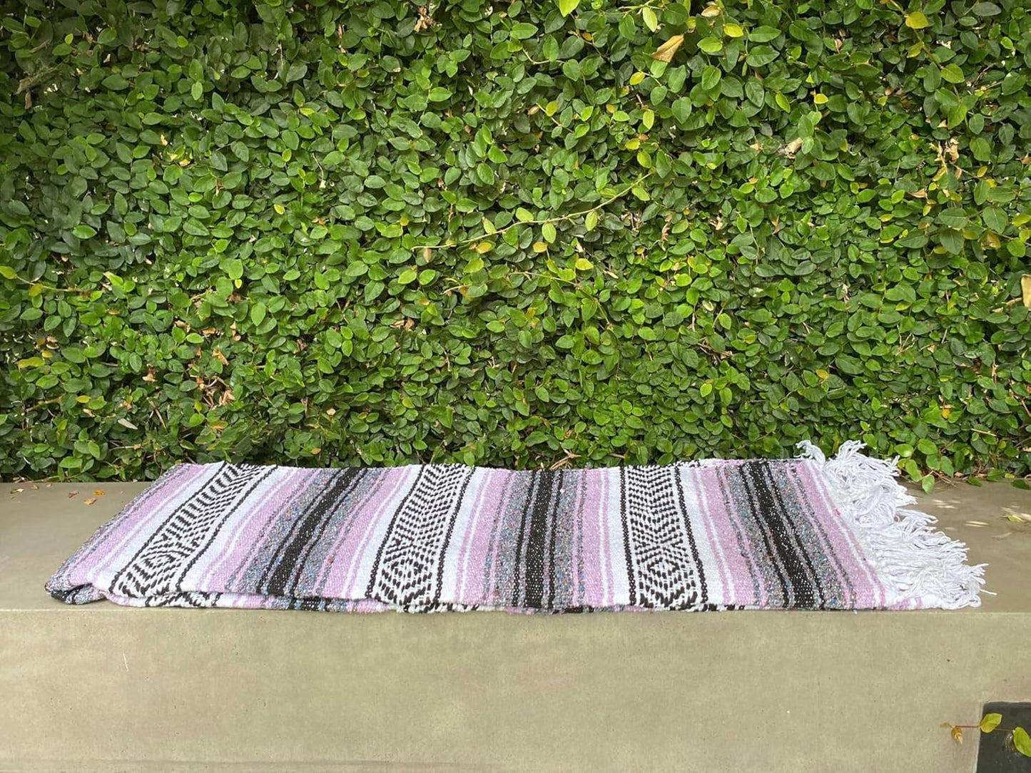 Authentic Del Mex Large Mexican Blanket - Woven Falsa Throw (70"x50") for Beach, Yoga & Outdoor Decor - Pink/Tan