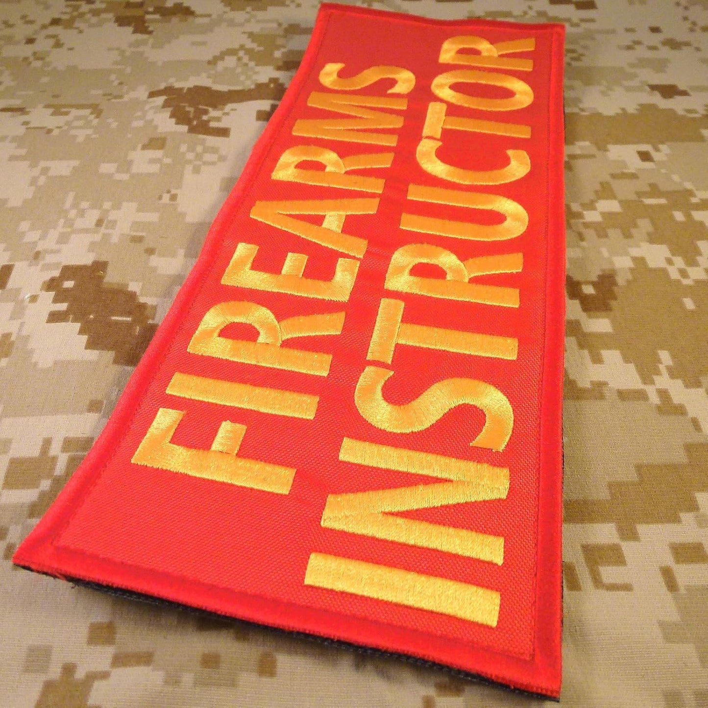 Firearms Instructor Big XL 10x4 inch Morale Body Armor Vest Tactical Fastener Patch (Red and Yellow)