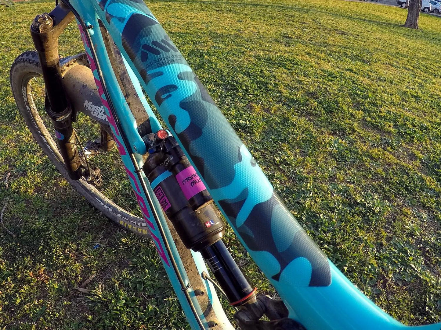 All Mountain Style Bike Frame Protector Universal Fit - 9-Piece Set for Down Tube, Chainstay, Cable Wear, High-Impact Honeycomb PVC to Protect Your Bike from Scratches, Chips and Dings