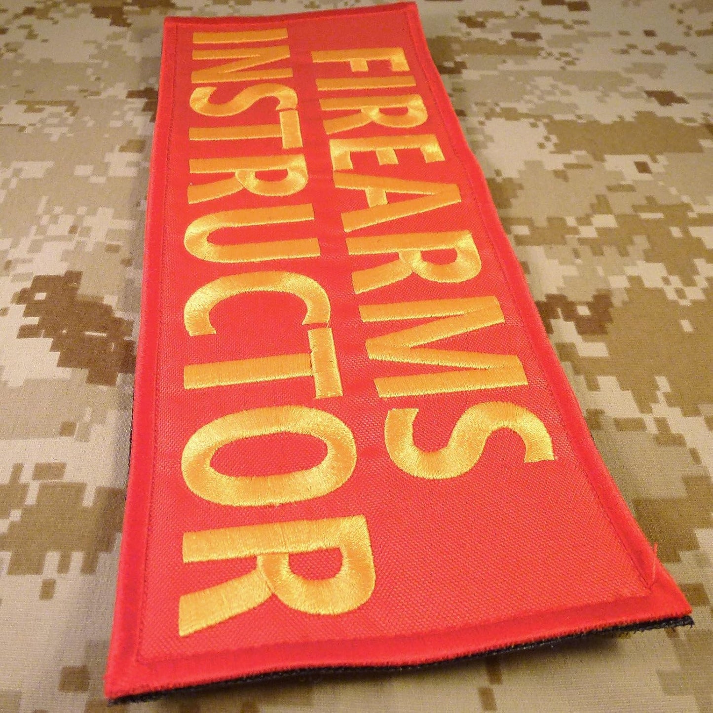 Firearms Instructor Big XL 10x4 inch Morale Body Armor Vest Tactical Fastener Patch (Red and Yellow)